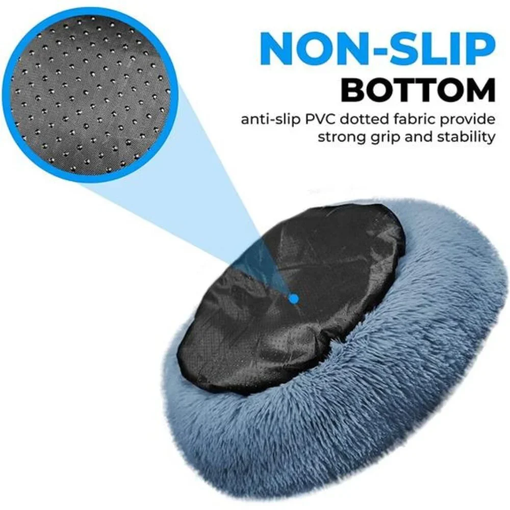 Cat Beds for Indoor Cats Washable, Orthopedic Soft Fluffy Round Calming Pet Bed